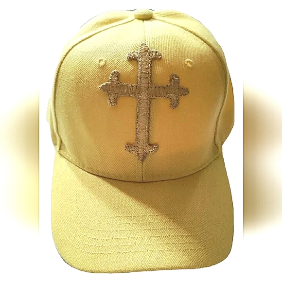 NEW *The Cross* Baseball Cap! Gold Cross. Yellow Hat. Christianity. Unisex - Picture 1 of 7
